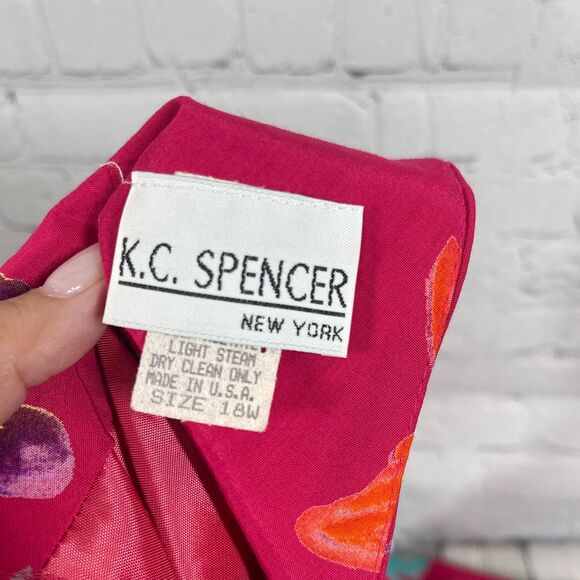 Vintage Hawaiian Midi Dress Womens  Plus 18W Hot Pink Floral Tropical Beach - Picture 3 of 13